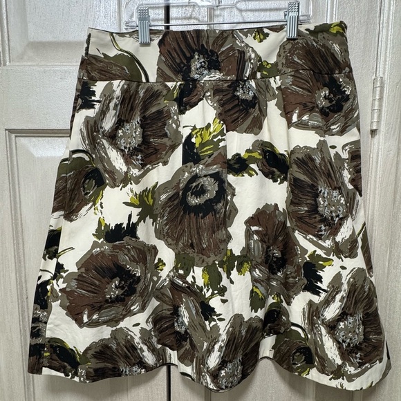 J.Crew Size 6 Floral Cotton A-Line Lined Pleated Skirt Pockets - Picture 1 of 12